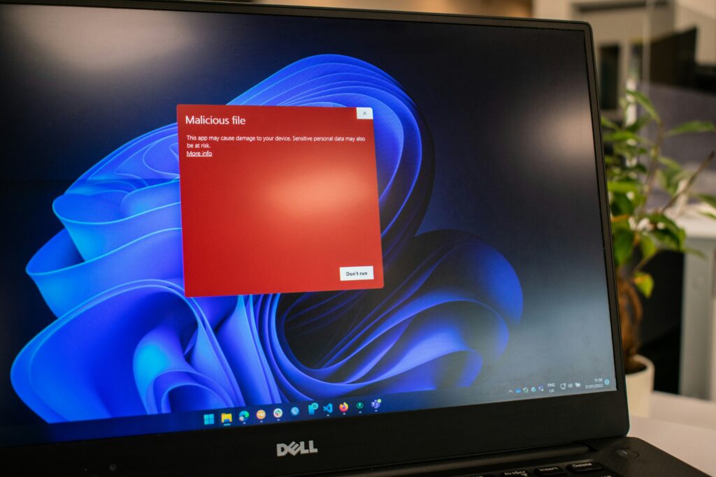 A computer screen with a red warning box