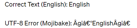Mojibake example